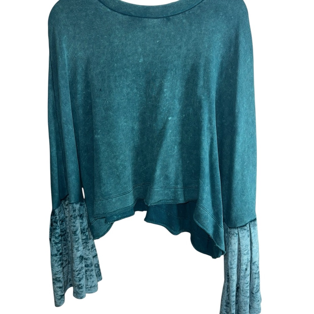 Free People Teal Bell-Sleeve Pullover
